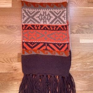 BANANA REPUBLIC CASHMERE BLEND XL FRINGE SCARF / ORANGE & BRWN / NWOT / SLD OUT